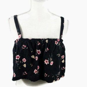 Hollister Fly Away Tank Top Extra Small Floral Black Button Straps Layer